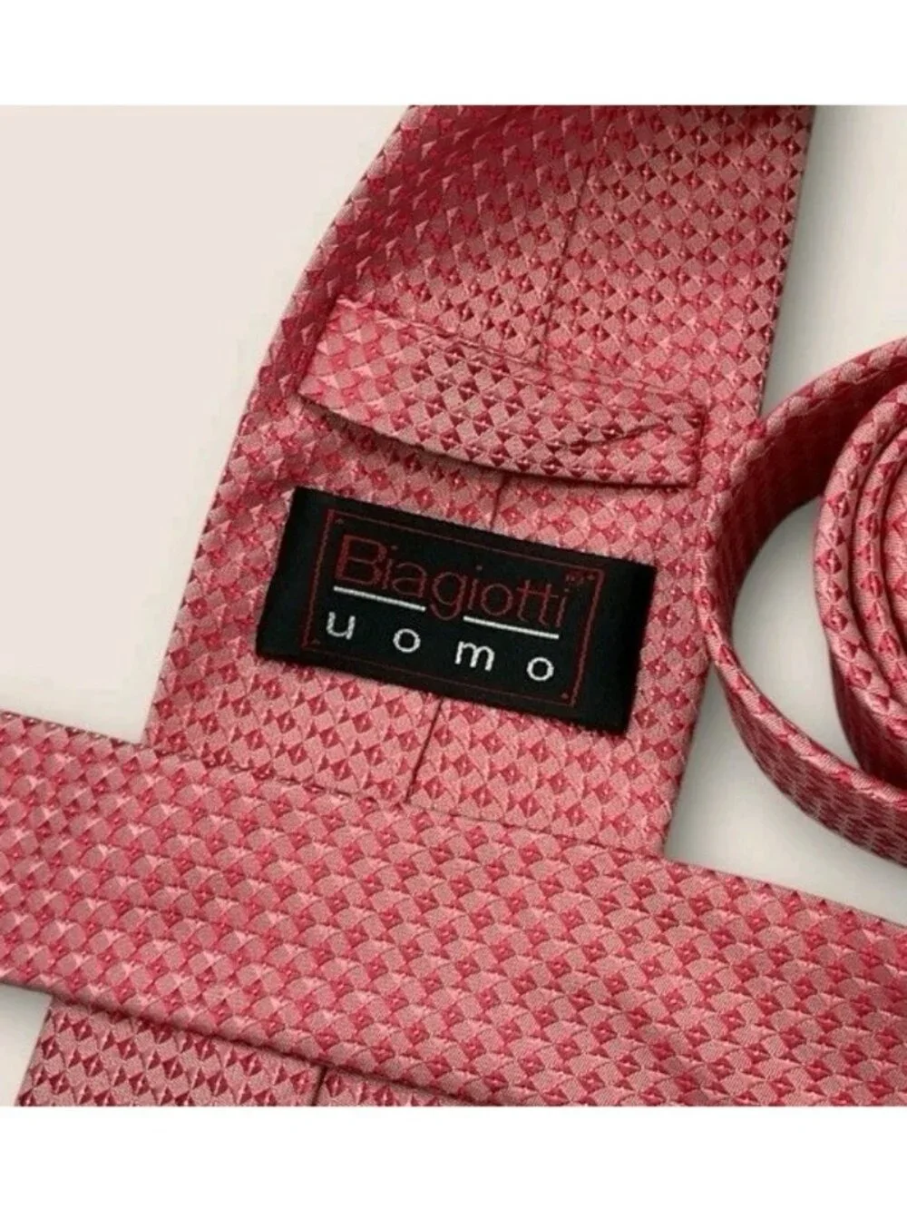 LAURA BIAGIOTTI Silk Tie Pink Geometric W:3.5